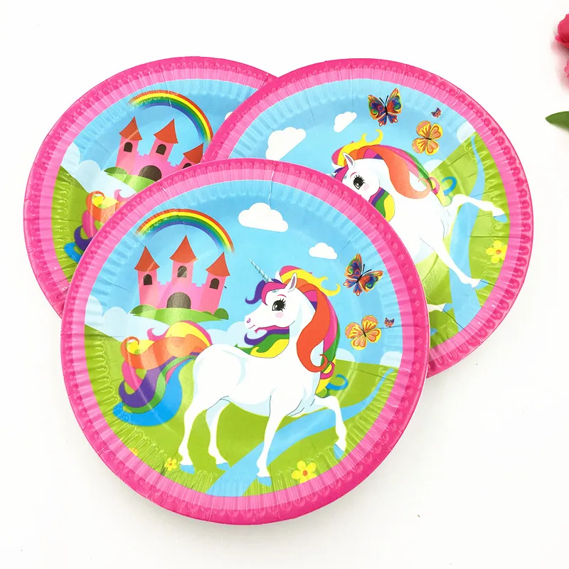 10pcs unicorn plates baby shower blue unicorn paper dishes paper plates