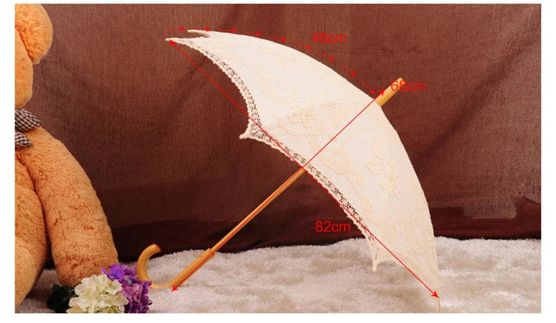 Модный бежевый кружевной Свадебный зонт с деревянной ручкой, зонтик для невесты, хлопковый пляжный зонт, Свадебный Guarda Chuva De Renda