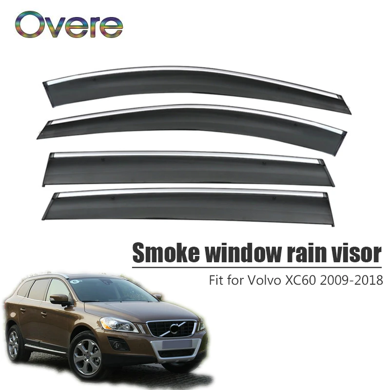 Overe 4 шт/1 Набор Дымовое окно дождевой козырек для Volvo XC60 2009 2010 2011 2012 2013 2014 2015 2016 2017 2018