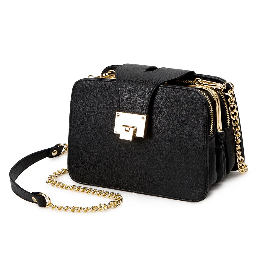 

2019 Spring New Fashion Woman Shoulder Bag Chain Strap Flap Designer HandBag Clutch Ladies Messenger s With Metal Buckle