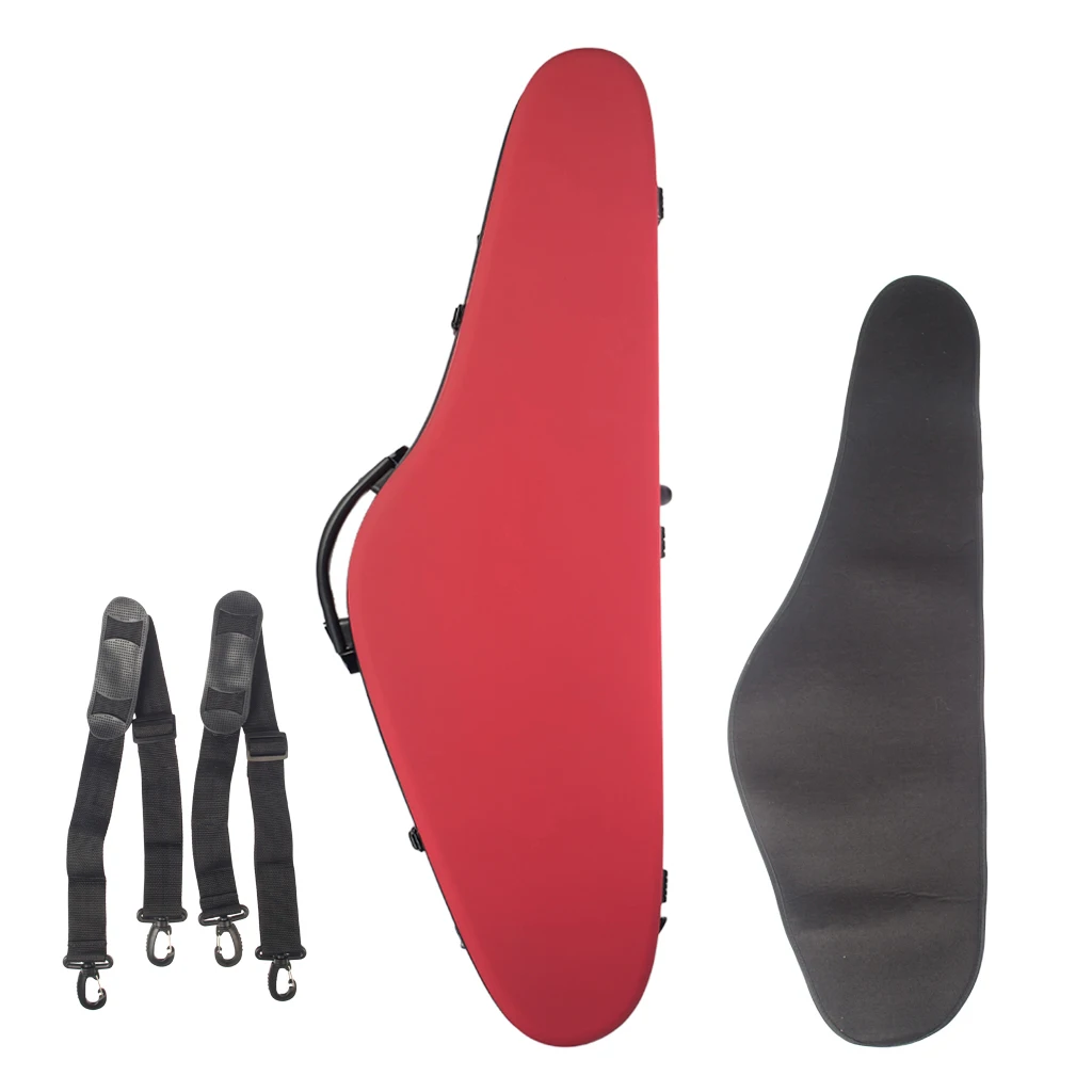 

Triangular Violin Hard Case 4/4 Full Size Carbon Fiber, Built-in Hygrometer Frosted Red