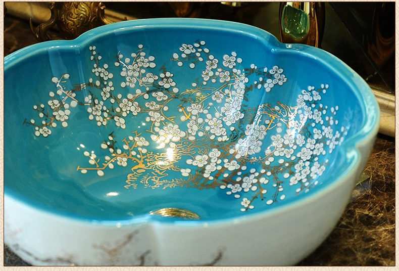 Jingdezhen factory directly art hand painted ceramic wash basin bathroom sinks Blue and white (5)