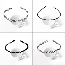 4 Pcs Lot New Man Fashion Hair Accessories for Women Metal Wave Hairbands Solid Black Girl
