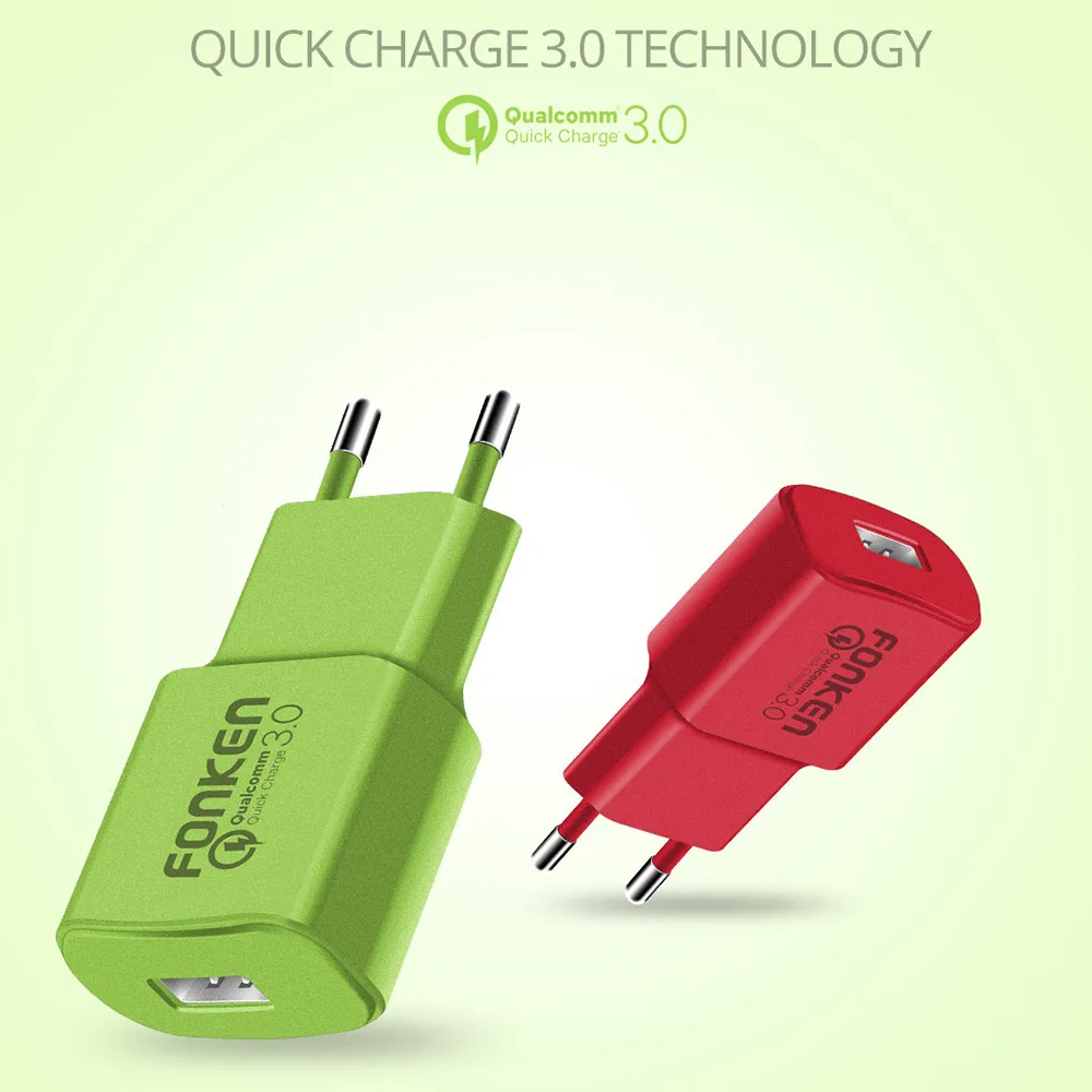 Яркое быстрое зарядное устройство FONKEN Quick Charge 3,0 USB зарядное устройство 18 Вт Быстрая зарядка QC3.0 QC2.0 адаптер для зарядного устройства мобильного телефона