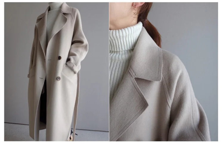Осенне-зимняя женская куртка в Корейском стиле, шерстяное пальто, женское винтажное длинное пальто, пальто большого размера, женская одежда Abrigo Mujer MY2284