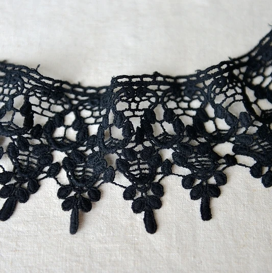 6.5cm wide Black Embroidered Lace Trims Hollow Out Lace Ribbon Black DIY Sewing Garment Material