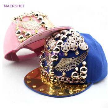 

MAERSHEI Summer Eagle Kids Baseball Cap Punk Hip Hop Rivet Hat Hip Hop Boy Casual Snapback Flat Hat Wide Hat