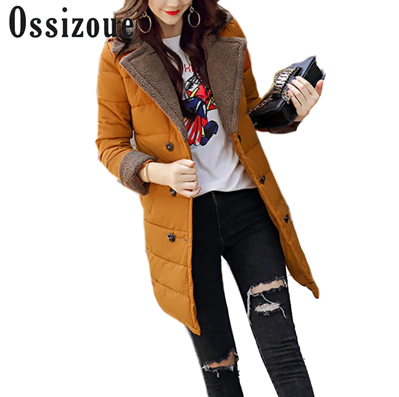 

Ossizoue 2017 Winter Autumn Jacket Women Padded Coat Winter Slim Long Coat Three Colors Thick Casual Fashion Female Parkas