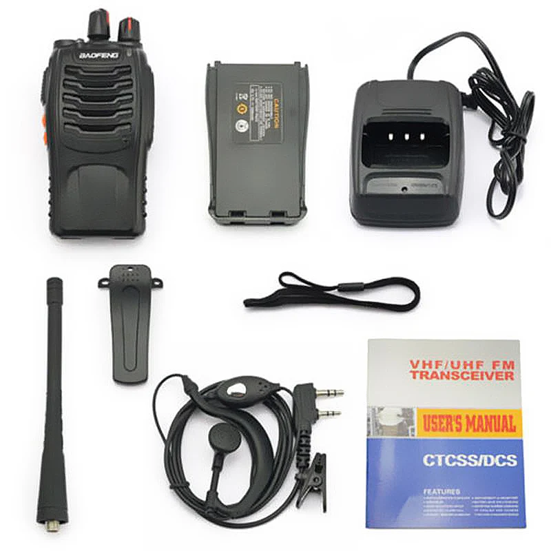 BaoFeng Walkie Talkie USB зарядный адаптер BF-888S UHF 400-470MHZ 2-Way радио 16 ch большой диапазон с наушниками baofeng