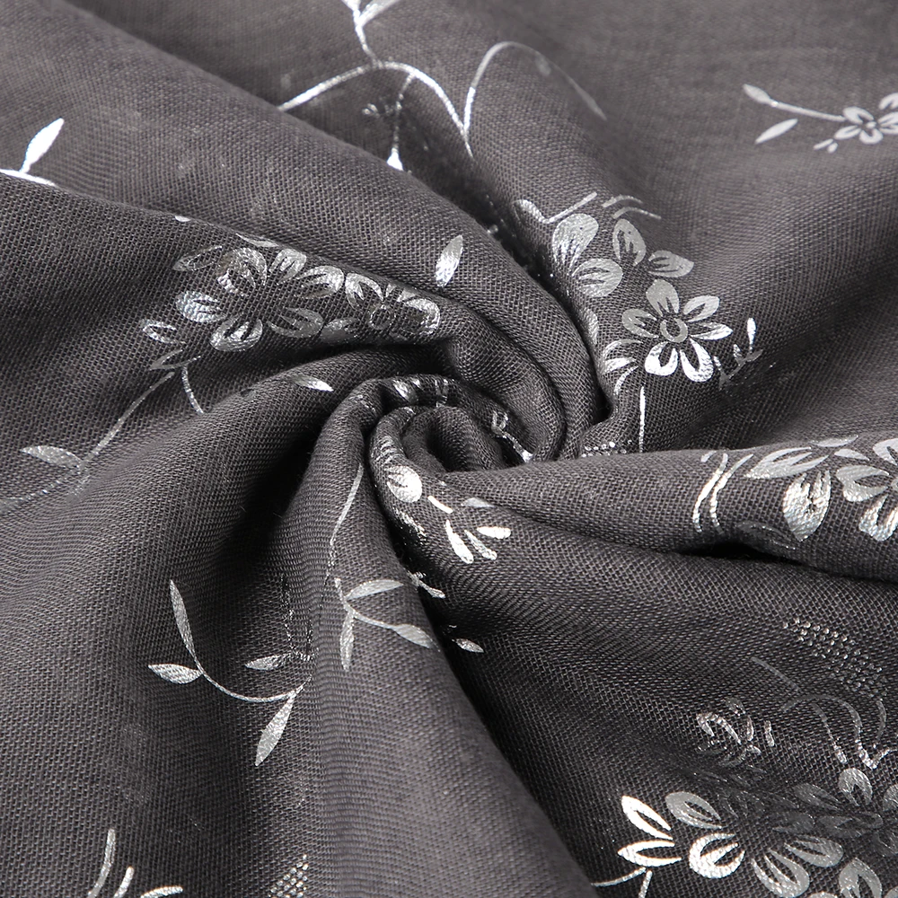 FOXMOTHER Новая мода темно-синий серый черный лента из фольги цветочный шарф кольцо снуд блеск платок хиджаб шарфы для женщин дамы