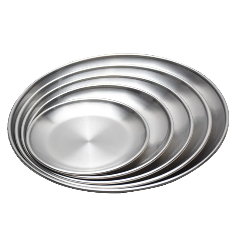 Поднос из нержавеющей стали скандинавские круглые обеденные тарелки серебряный поднос для снэков торта дисплей сервировочное блюдо металлический органайзер сковорода