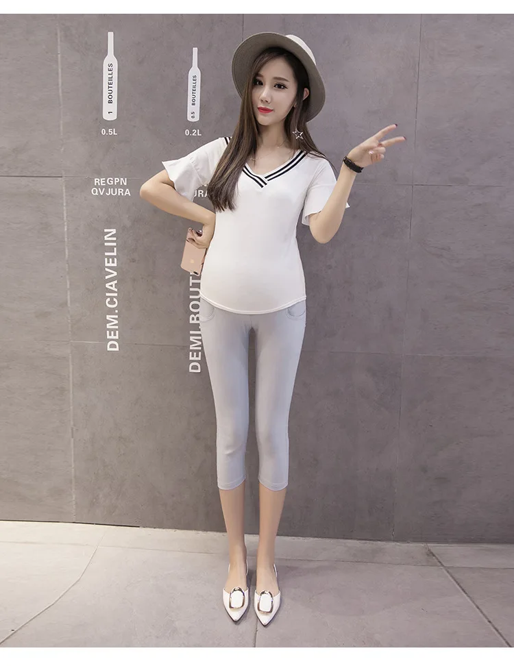 Roupas de Maternidade Calças de Maternidade de Verão Fdfklak Ropa Mujer Novos Roupas Calças Elasticidade Cintura Gravidez Mulheres Grávidas 2020 14 Maternidade Calças de Maternidade de Verão