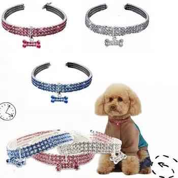 

Cat Collar Baby Puppies Dog Safety Elastic Adjustable With Diamante Rhinestone Material Necklace Dog Accessories