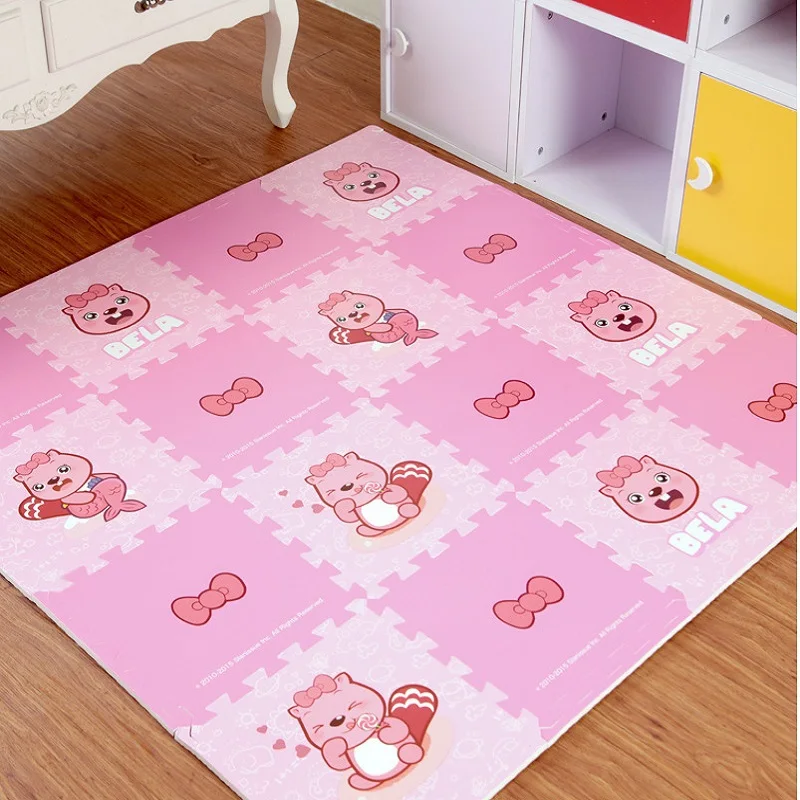 

High Quality Baby Pink Play Mat Puzzle Crawling Mat Kids 30*30cm 16pcs/set Cartoon Kids Gym Play Jigsaw D160