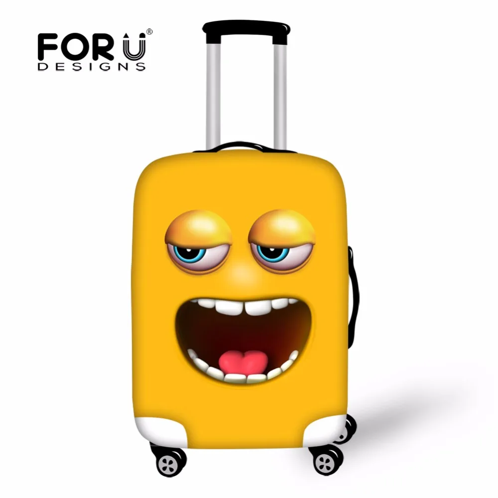 FORUDESIGNS Emoji Print Elastic Luggage Protective Cover Trolley