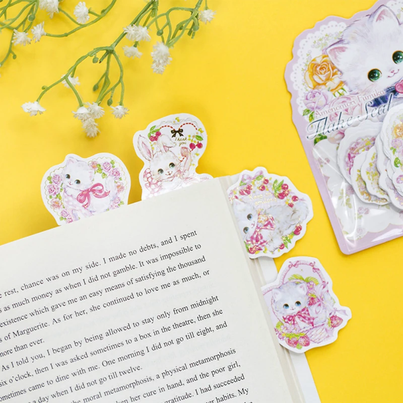 Pacotes Lote Kawaii Gatos Flor Bronzeamento Papel Adesivos Faça Você Mesmo Diário Decoração Scarpbooking Etiqueta 20 - 5 20 pacotes lote kawaii gatos flor bronzeamento