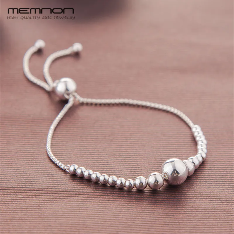 

Sterling-Silver-Jewelry String of Beads Sliding Bracelet 925 Sterling Silver Chain Charm Bracelets For Women Jewelry DIY Making