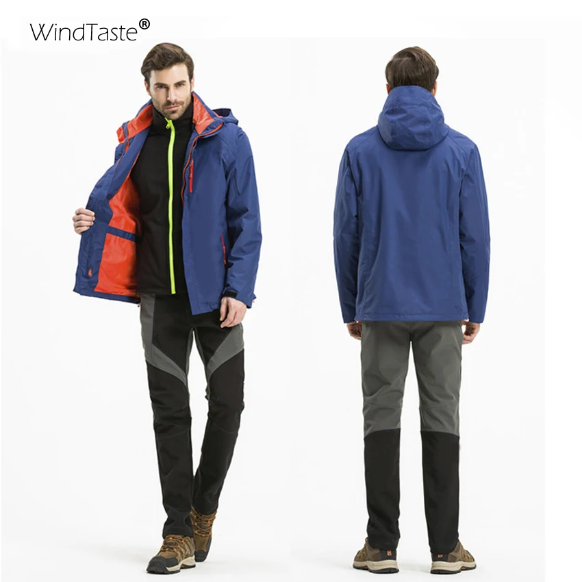 WindTaste мужские зимние 2 шт. софтшелл теплый флис для походов куртка уличная ветровка треккинг Кемпинг пара подходит термопальто KA119