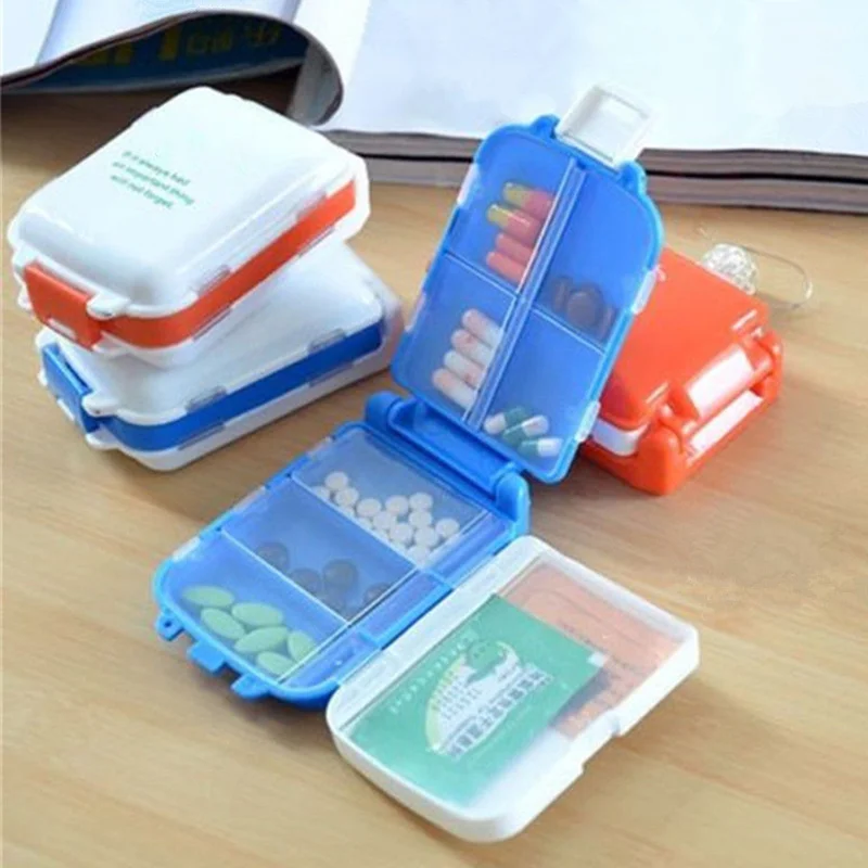 Plastic Weekly Folding Medicine Tablet Pill Box Case Portable Candy