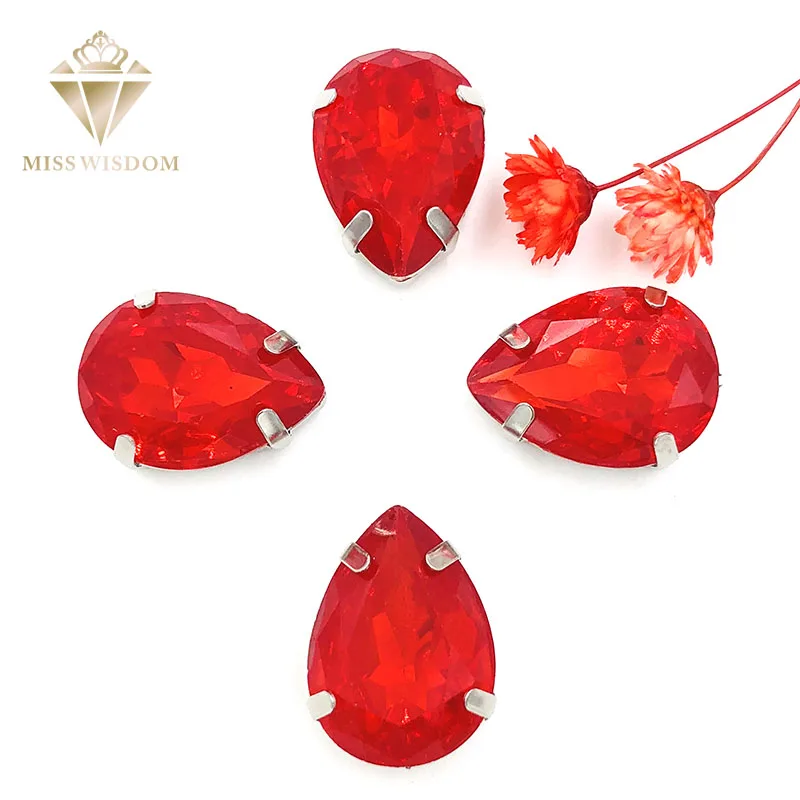 

Free shipping Matt Red opal teardrop sew on rhinestones with claw flatback Resin loose rhinestones DIY garment Accessories