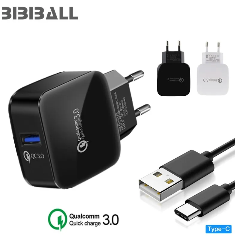 

QC3.0 18W Wall Fast Charger Quick Charging Cable for Samsung S10 S9 S8 A8 A7 2018 Letv LeEco Le Pro 3/Le 2 X520/Le Max2 Cables