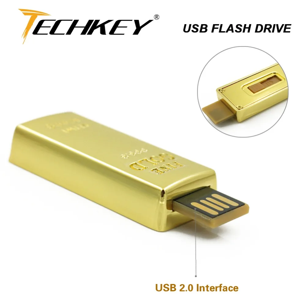 

Fasion USB Flash Drive 8GB 16GB 32GB Waterproof Pen drive Super Bullion Gold Pen Drive bar memory stick U Disk Creative Gift