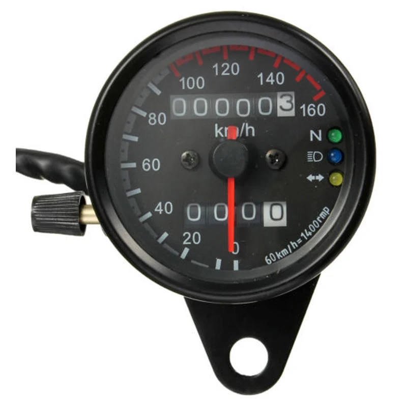 

Motorcycle Dual Odometer Speedometer Gauge LED Backlight km/h 12V Black