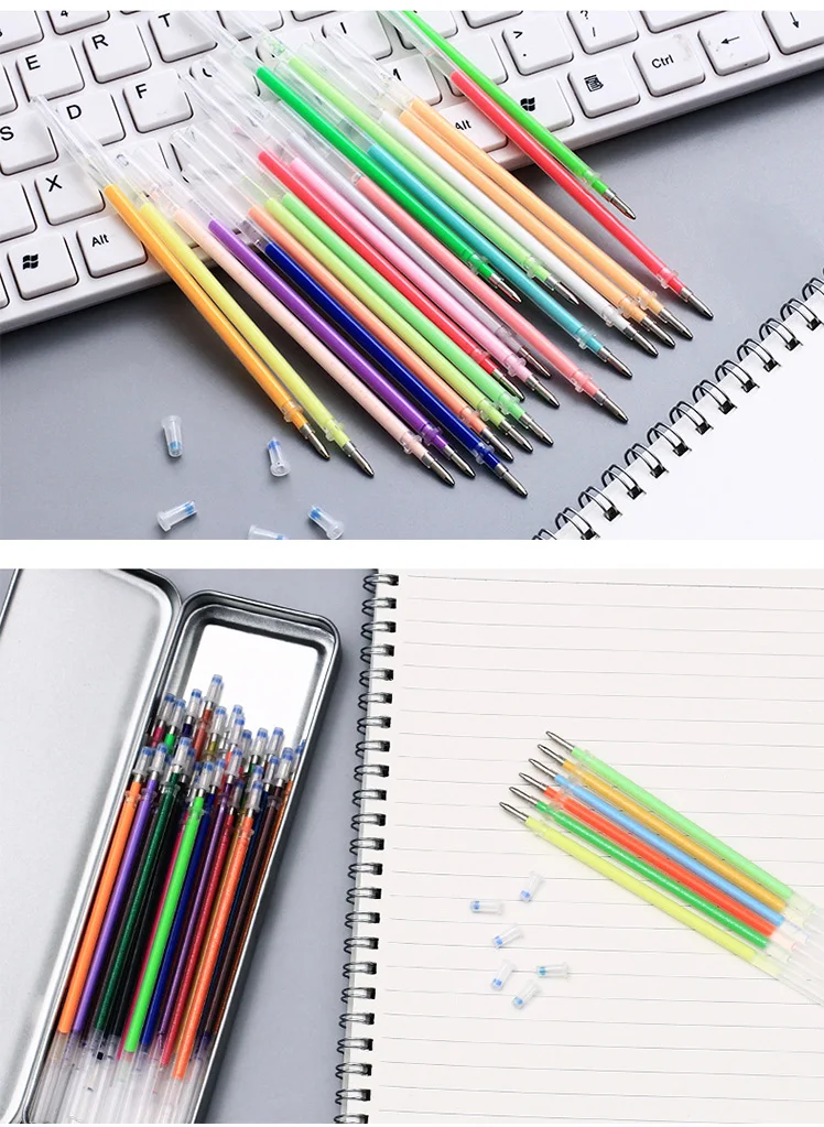 48 60 100 шт./лот 0,7 мм Симпатичные многоцветная гелевая ручка Набор сменных стержней красочные сменный запасной блок для написания картины канцелярские принадлежности для граффити