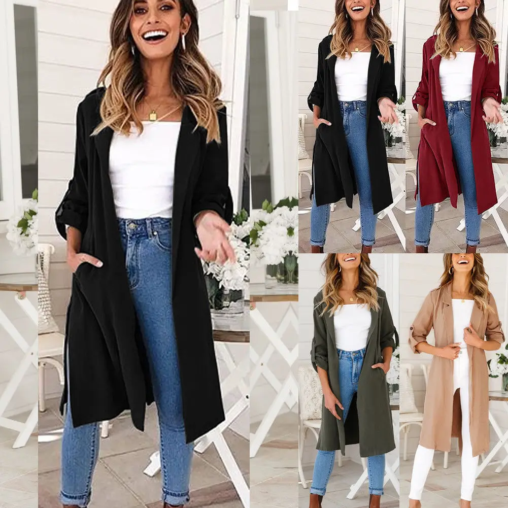 

2018 Fashion Women Ladies Long Waterfall Coat Cardigan Overcoat Outwear Jumper Solid Warm Long Ppen Stitch Clothes