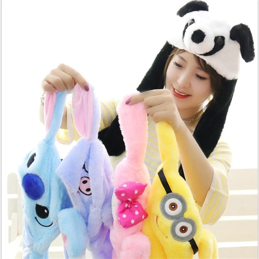 

Rabbit Ears Hat Moving Cute Flash Lights Girls Unisex Children Adult Winter Warm Fluffy Plush Hat Moving Magnet Sweet Toy Photo