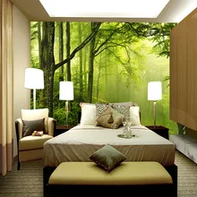 3D custom green forest woods wallpaper landscape office wallpaper theme hotel tea shop restaurant living room bedroom background