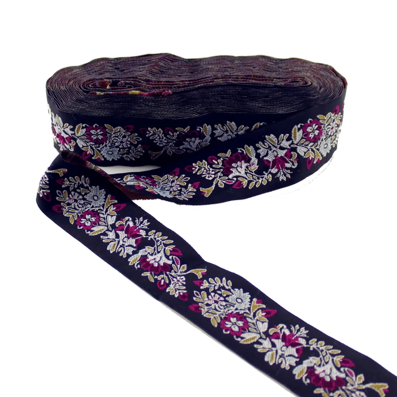 

5yards Width 3.5cm Flowers Lace Fabric National Embroidery Webbing DIY Handmade materials Ribbon For Clothing Accessories braid