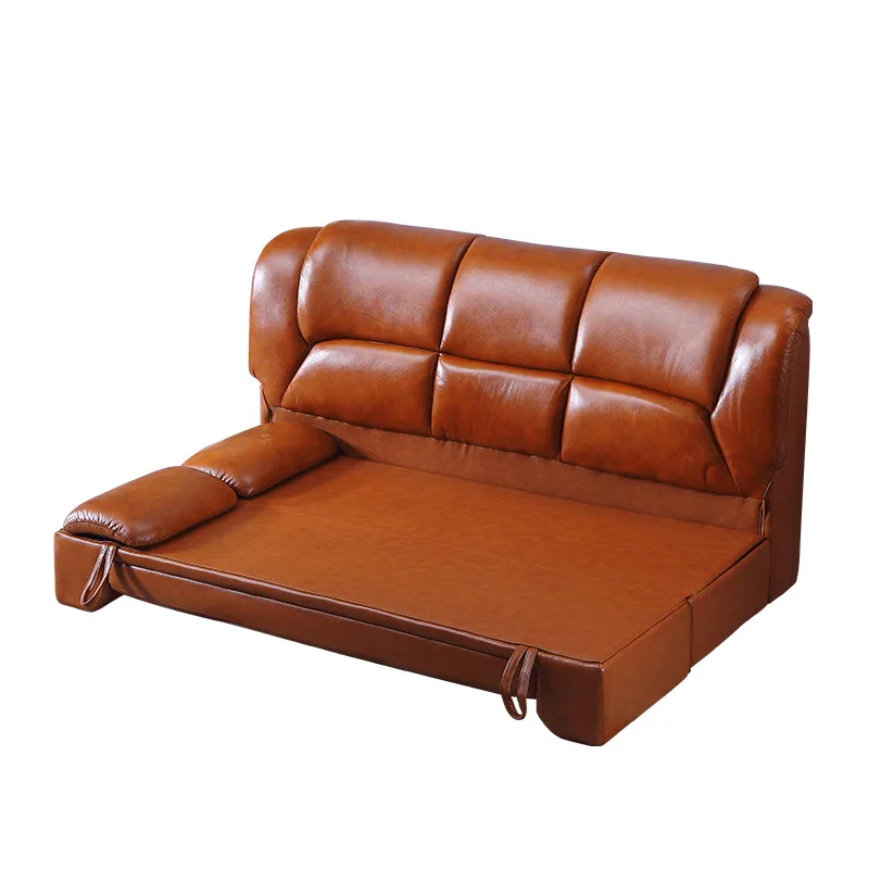 

Living room design multi function leather sofa bed folding
