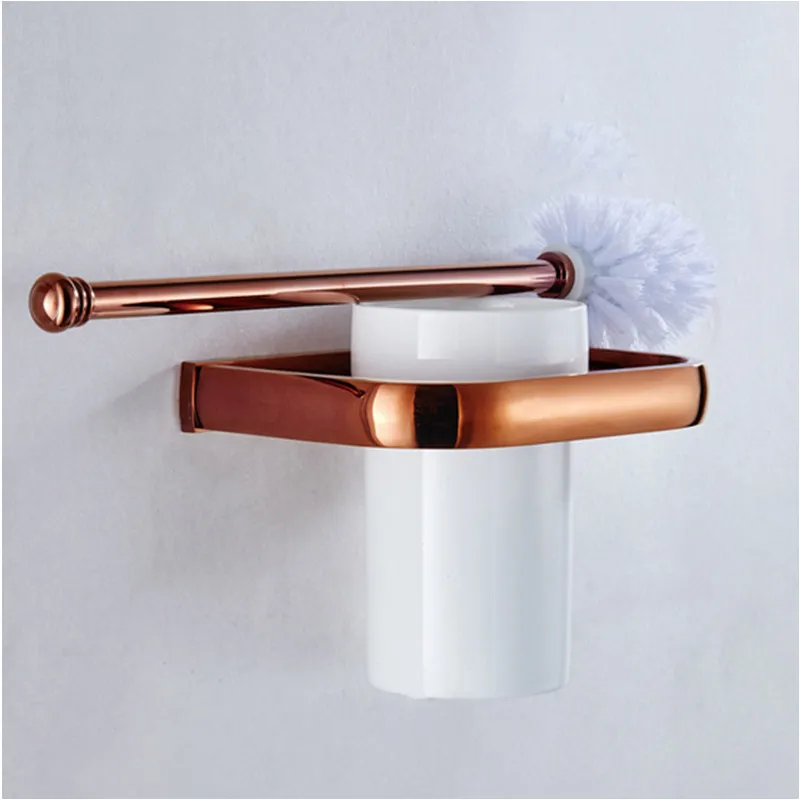 Biggers роскошный набор аксессуаров для ванной комнаты из розового золота и меди держатель для бумаги держатель для полотенец - Цвет: toilet brush holder
