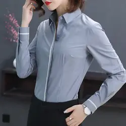 Новая женская рубашка с длинным рукавом блузки женские офисные рубашки плюс размер 4XL хлопок белый черный OL рубашка Женская Blusas Camisa Mujer