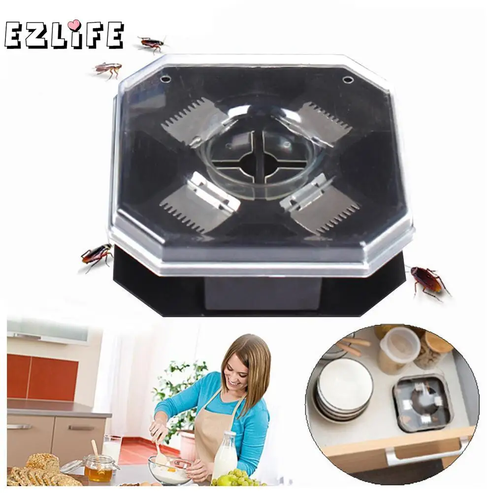 

1PC Reusable Plastic Non-Toxic Eco Blue Color Cockroach Bug Roach Motel Catcher Catch Insect Pest Killer Bait Trap Traps