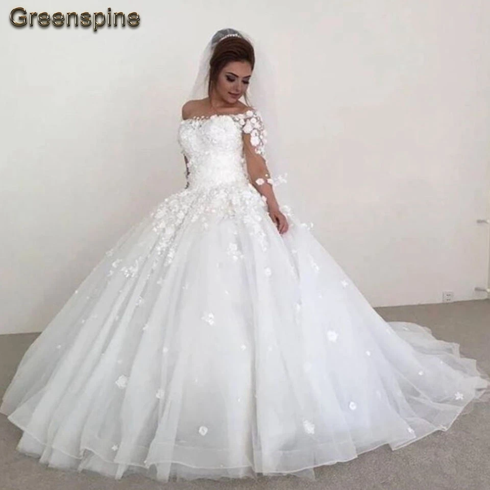Свадебные платья Greenspine Lebanon длинное фатиновое свадебное платье с 3D цветами