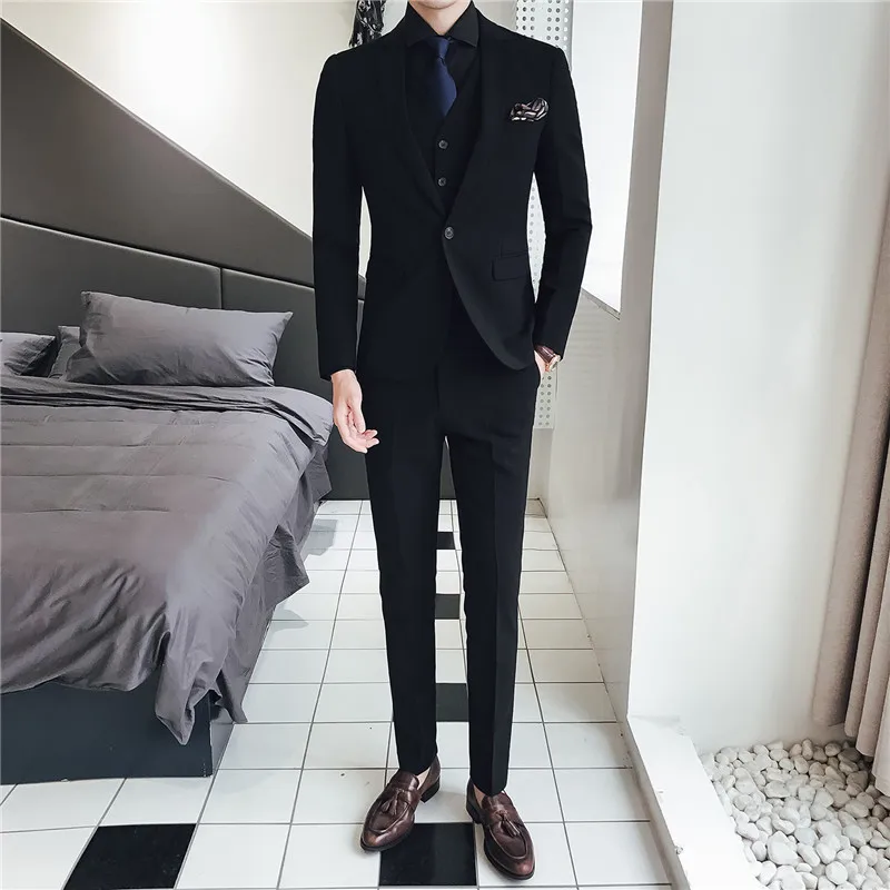 Мужской деловой Свадебный костюм жениха комплект из 3 предметов (пиджак жилет