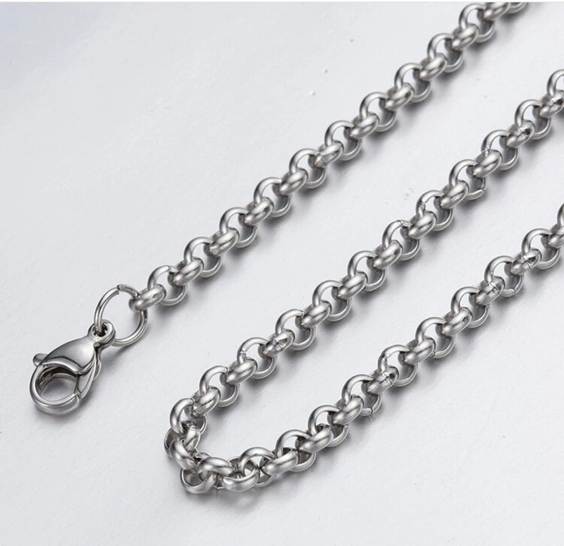 

5pcs/lot 50cm 60cm Long Silver Tone 316L Stainless Steel Link Chain Necklace Fashion Chunky Statement Necklaces for Women & Men