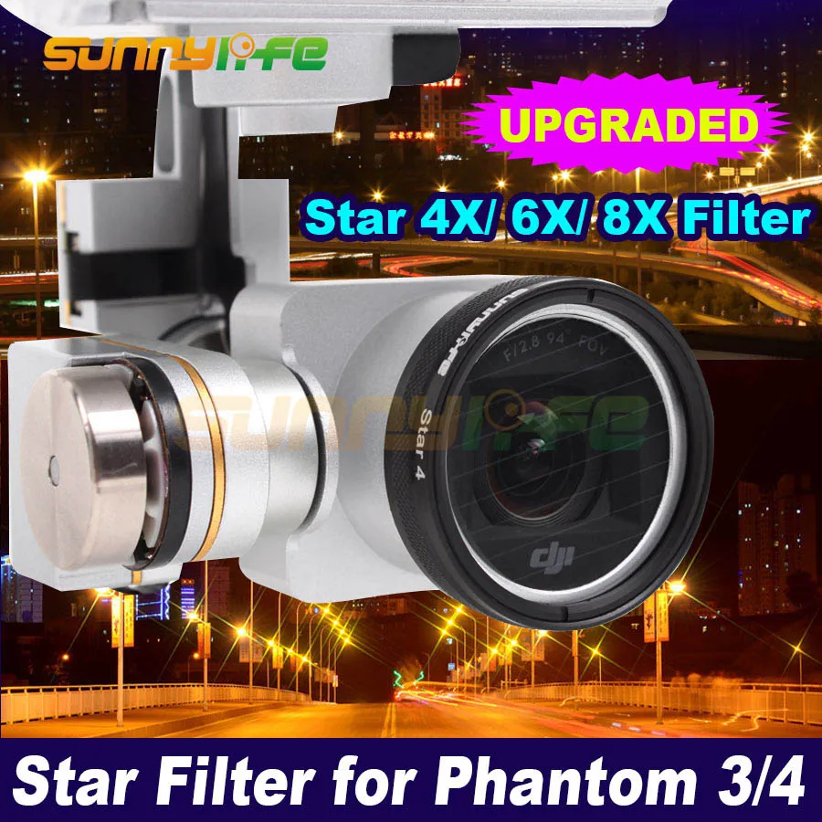 Sunnylife Звезда фильтр ночь фильтр комплект 4 точки 6 Точка 8 точка для DJI Phantom 3/4 Камера