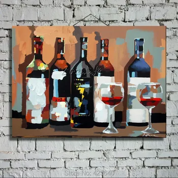 

Still Life Oil painting on canvas hight Quality Hand-painted Painting Bottle and Wineglass Oil Painting
