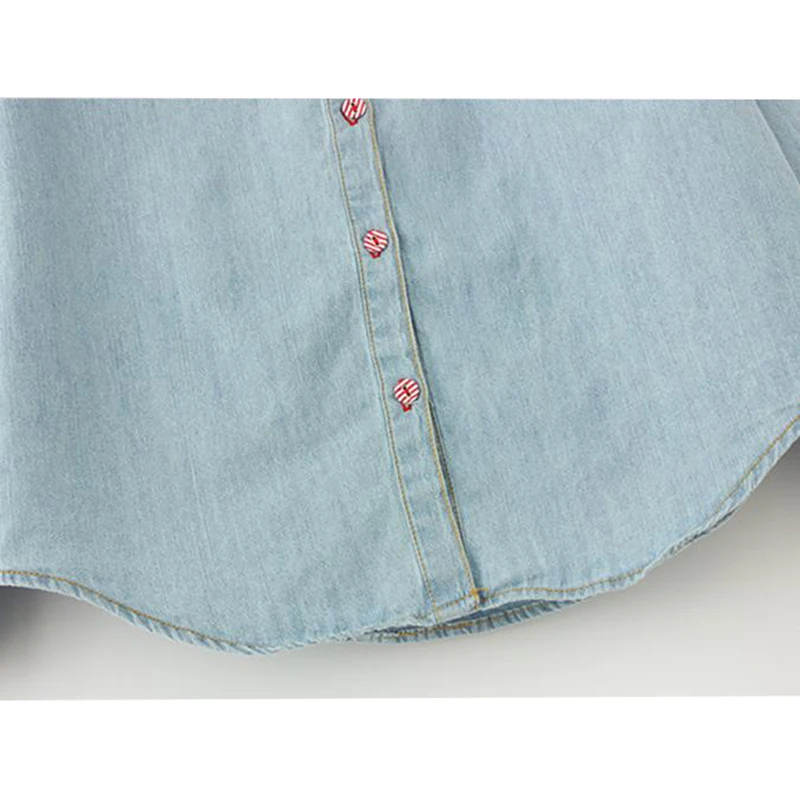 Autumn Denim Blouse Plus Size 4XL Women Loose Tops Flower Print Patchwork Jeans Blouses Long Sleeve Vintage Shirts Blusas AB327 6