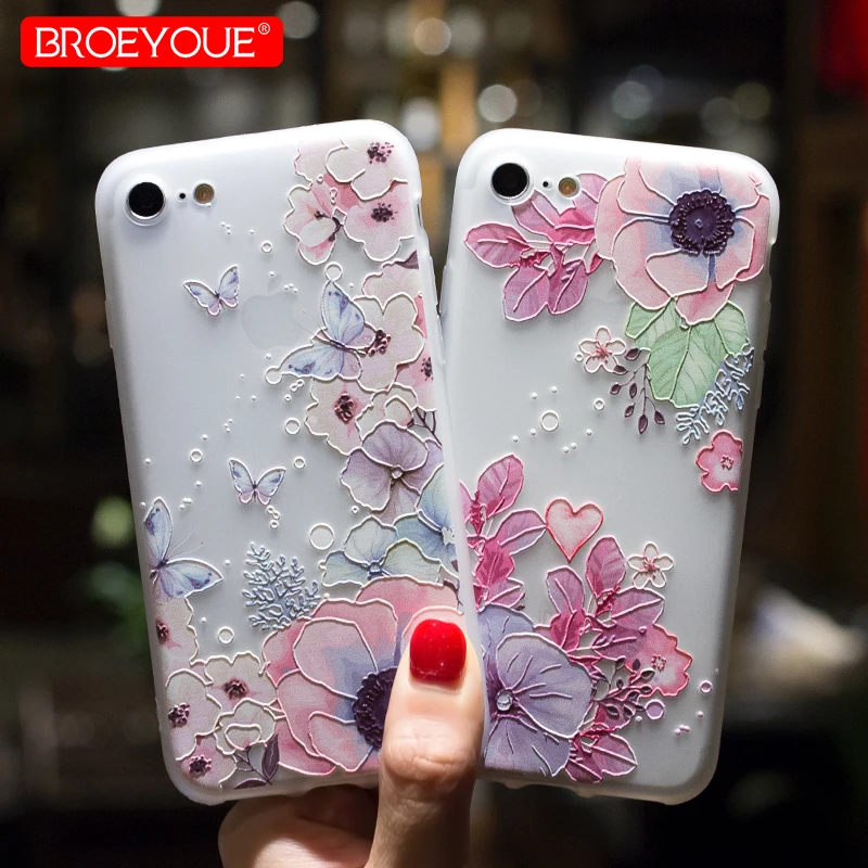 

3D Relief Pattern Case For iPhone 5S 5 SE 6 6S 7 7 Plus Cover Scrub TPU Case For Samsung Galaxy S7 Edge S8 Plus Phone Cover Capa