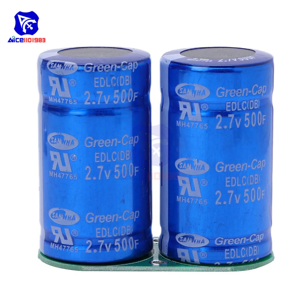 

Super Farad Capacitors 2PCS/Set 2.7V 500F Super Capacitor with Protection Board Single Row 5.4V 250F Farad Capacitor for Car