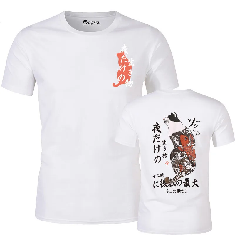 

2019 Hip Hop T Shirt Men Japanese Ukiyo E Cat T-shirt Harajuku Streetwear Tshirt Casual Short Sleeve Summer Tops Tee Japan Style