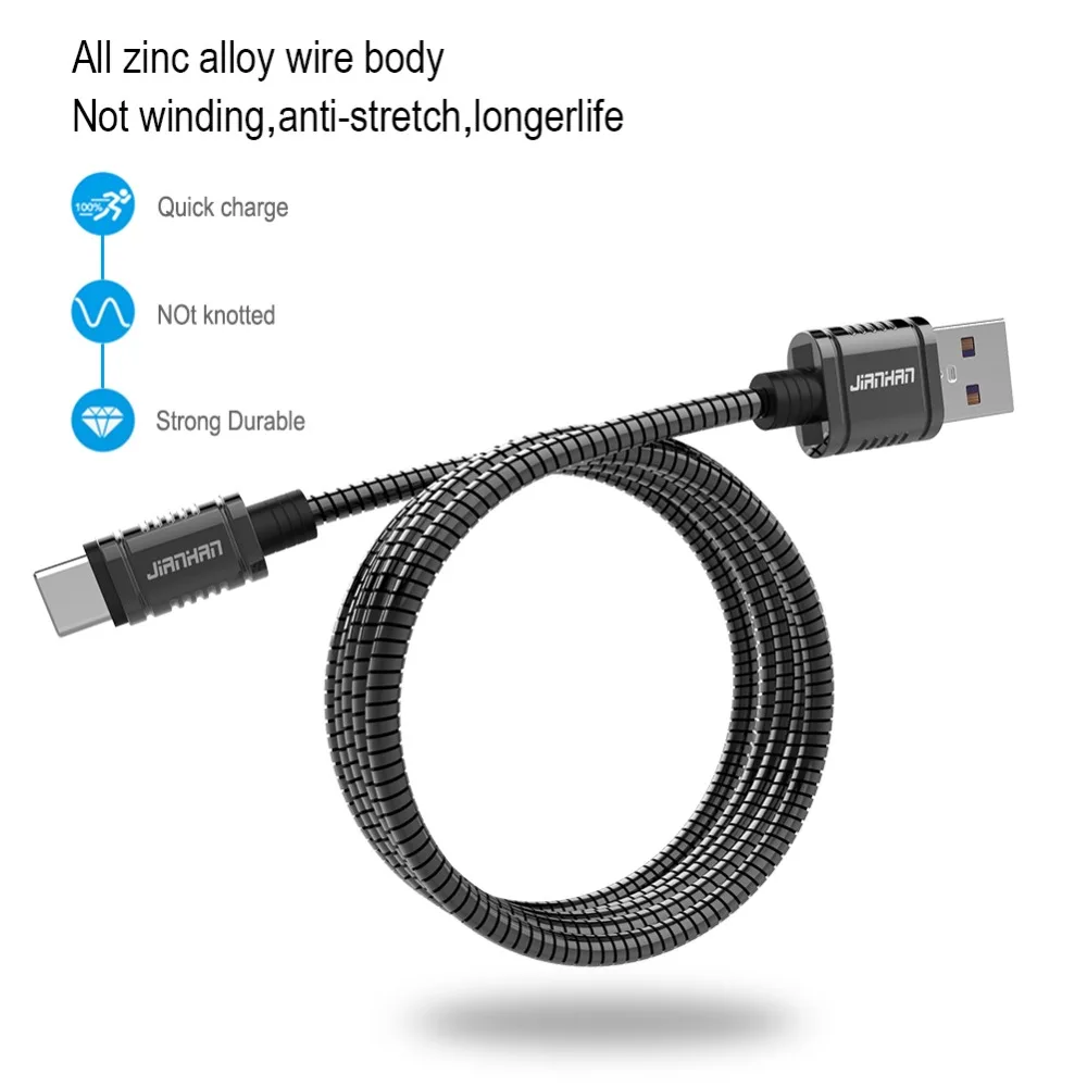

3A Type C USB 2.0 Cable For Huawei Honor 5a Fast Charging metal Wire For Samsung s9 Note 3A fast Charging