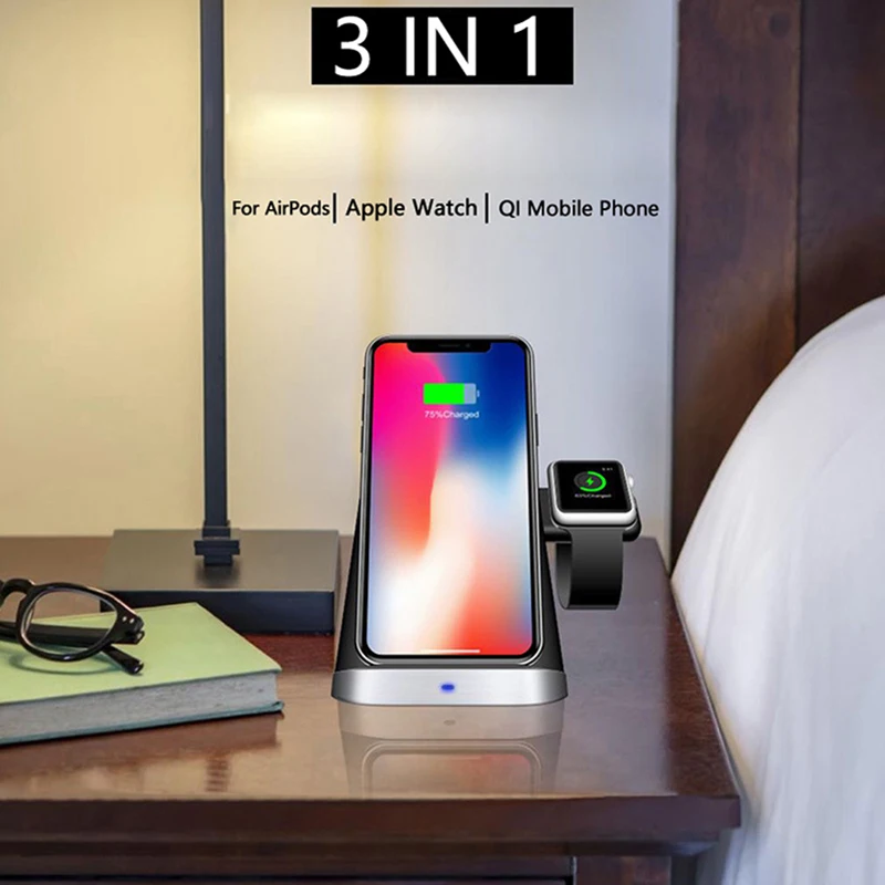 3 в 1 QI Быстрая Зарядка Qi Беспроводное зарядное устройство для iPhone Samung Беспроводная зарядка крепление док-станция подставка держатель для Apple Watch Airpod