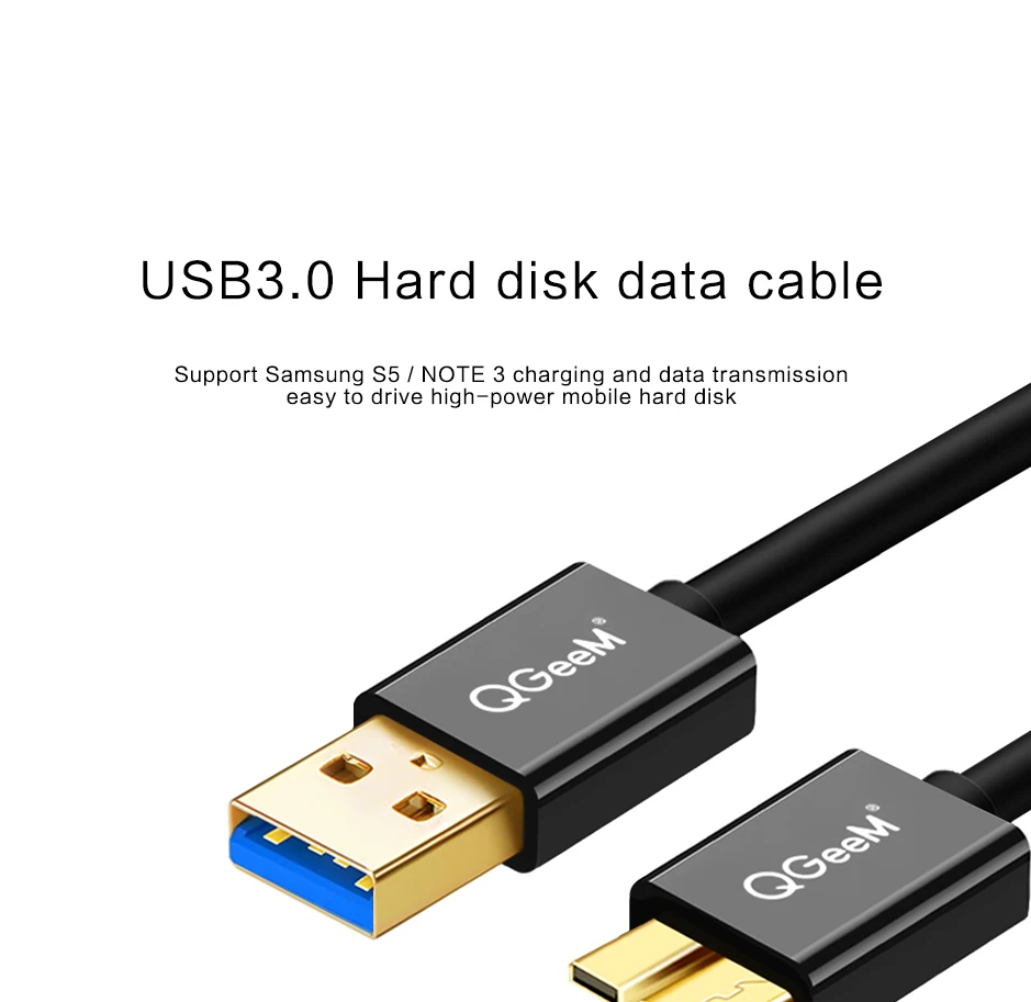 QGeeM USB 3,0 type A к Micro B Кабель USB3.0 кабель синхронизации данных для внешнего жесткого диска HDD samsung S5 Note3 Micro USB кабель