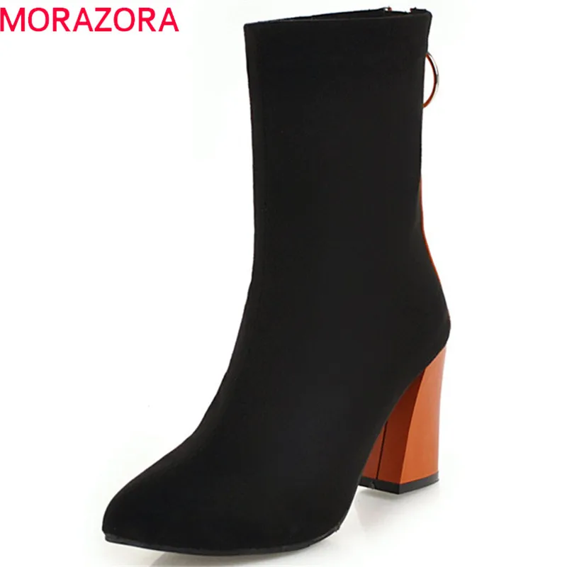 

MORAZORA 2018 wholesale big size 33-48 ankle boots women mixed colors autumn winter boots fashion high heels shoes woman black