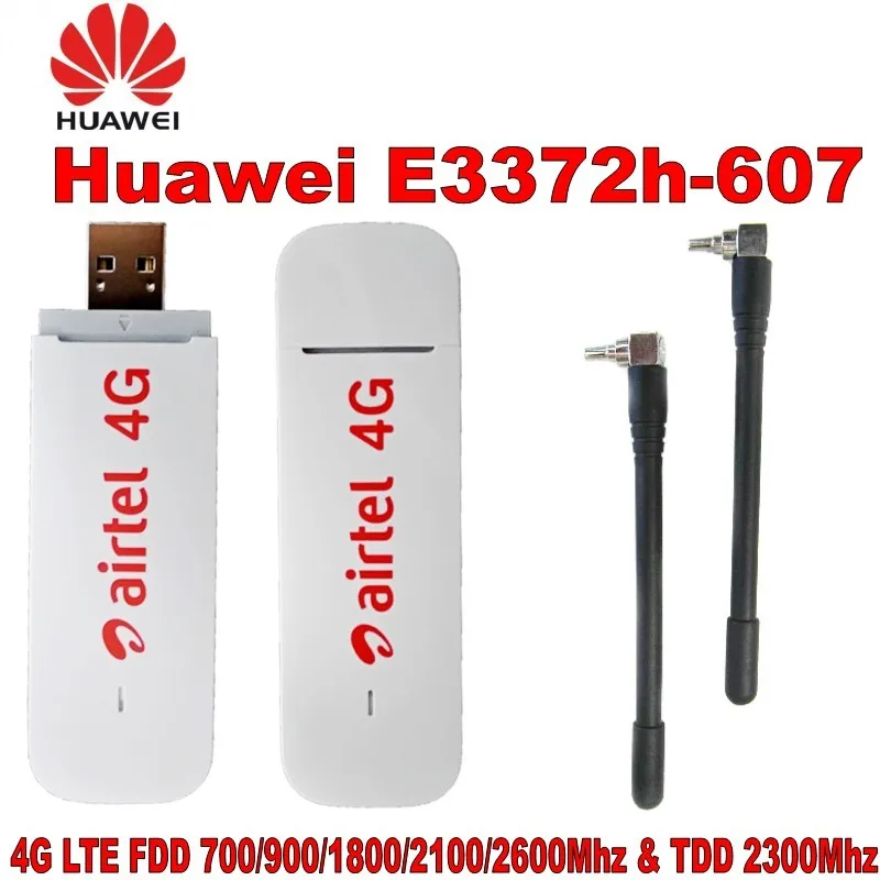 Разблокированный usb-модем huawei 4G E3372 E3372h-607 4G LTE 150Mbps USB Dongle 4G USB Stick Datacard plus с антенной 2 шт